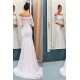 Off the Shoulder Lace Mermaid Long Sleevess Sweep Train Wedding Dresses