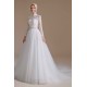 High Collar Lace Applique Long Sleeves Floor Length Wedding Dress | Ballbella Design