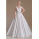 A Line V Neck Floor Length Applique Wedding Dress | Ballbella Design