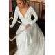 Long Sleeve V-Neck Lace Wedding Dress