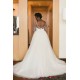Long Sleeves Sheer Tulle Wedding Dresses Lace Open Back Overskirt Bridal Gowns