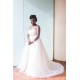 Long Sleeves Sheer Tulle Wedding Dresses Lace Open Back Overskirt Bridal Gowns