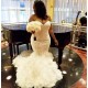 Wholesale Sweetheart Fit and Flare Lace Wedding Dresses TieScarlet Ruffless Tulle Bridal Dress with Court Train