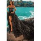 Black Beach Hi Lo Tulle Wedding Evening Gown Sleeveless lace