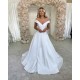 Simple Retro White Off the shoulder A line Bridal Gowns