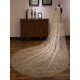 Gold Cathedral Lace Sparkling Waterfall One Tier Cut Edge Wedding Veils