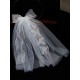 Ivory One Tier Bows Tulle Cut Edge Drop Wedding Veils