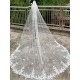 White Lace Appliques Wedding Veils One-Tier Tulle Waterfall Bridal Veils
