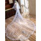 Ivory Cathedral Waterfall Lace Applique 2 Tier Long Wedding Veils