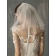 White Two Tier Pearls Tulle Cut Edge Drop Wedding Veils