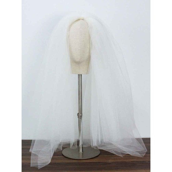 White Three-Tier Tulle Cut Edge Classic Bridal Veils