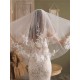 White Tulle Wedding Veils Two-Tier Lace Drop Bridal Veils