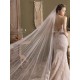 Ivory One-Tier Lace Tulle Finished Edge Waterfall Wedding Veils