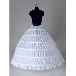 White Long White Full Gown 6 Hoop Bridal Crinoline Slip Wedding Petticoat