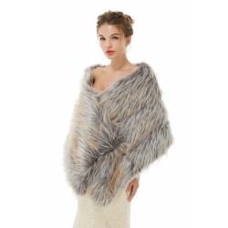 Brown Faux Fur Shawl For Bride For Winter
