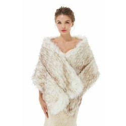 Warm Light Brown Wedding Wraps Faux Fur Bridal Cover Up