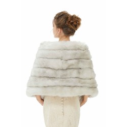 Faux Fur Shawl Gray Women's Winter Poncho