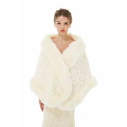 Ivory Faux Fur Wedding Shawl For Bride