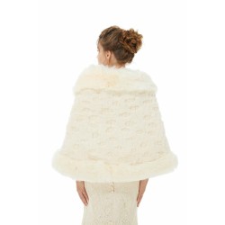 Ivory Faux Fur Wedding Shawl For Bride