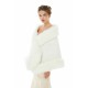 Pure White Warm Faux Fur Shawl For Bride For Winter