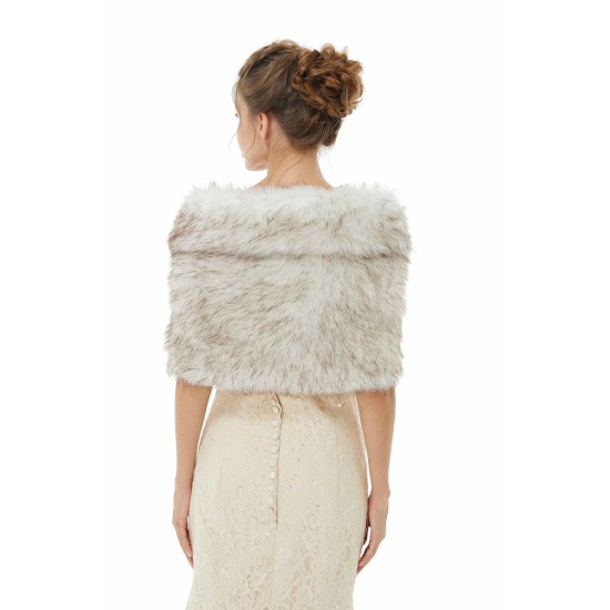 Faux Fur Jacket Women White Wrap Shawl Winter Cover Ups