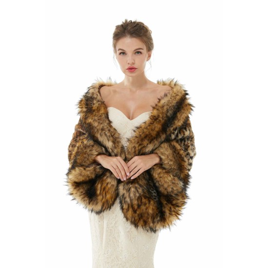Faux Fur Stole Wedding Angora Bridal Leopard Winter Wrap