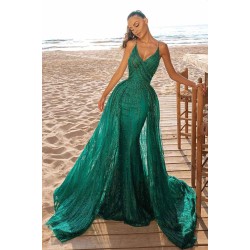 Sexy Green Sequins Mermaid Evening Prom Dress With  Spaghetti-Straps