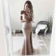 Sheath Off-the-Shoulder Lace Formal Evening Dress Chic Side Slit Evening Gowns