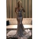 Alluring Spaghetti straps Glittering Sequins Sleeveless Mermaid Open Back Evening Dresses
