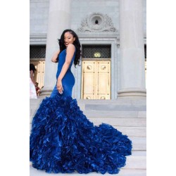 V-Neck Prom Party Gowns| Ruffles Mermaid Evening Dress
