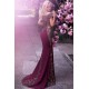 Off-the-Shoulder Formal Evening Dress Beads Appliques Mermaid Prom Party Gowns with Gold Belt