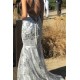 Chic Spaghetti Strap Lace Sleeveless Evening Gown Lace-Up Evening Dress