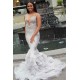 Elegant Straps Unique Lace Appliques Prom Dresses Alluring Sheer Tulle Ruffles Evening Gowns