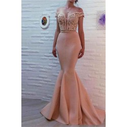 Mermaid Off-the-Shoulder Chic Beaded Prom Dresses Evening Gowns Long On Sale