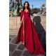 Charming Off-the-Shoulder V-Neck Long Sleevess Front Slipt Prom Party Gowns