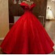 Scarlet Off-the-Shoulder Quinceanera Dresses Lace Crystal Puffy Ball Gown Evening Dress