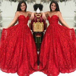 Red Lace Sweetheart Evening Dresses New in Affordable Ball Dresses On Sale