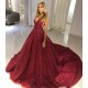 Elegant A-Line Straps Sleeveless V-Neck Floor-Length Prom Party Gowns