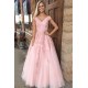 Amazing Pink Off-the-Shoulder Prom Dresses Applique Crystal Sleeveless Evening Dresses with Belt