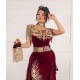 Sleeveless Velvet Burgundy Mermaid Prom Party GownsTassel Gold Appliques Evening Gown with Front Split