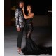 Black Chic Mermaid Prom Party GownsSweetheart Sequined Evening Dress