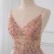 Sweetheart Crystal Prom Dresses Straps Spaghetti Tulle Evening Gown Split Side