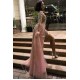Women's High Collar Chic Long Sleeves Sequins Maxi Evening Party Dress