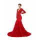 Sexy Sparkle Red Long sleeves V-neck Flowers Prom Dress | Ballbella Real Shooting