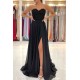 Lace Long Front Split Prom Dress Off-the-shoulder Evening Gown