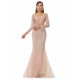 Ballbella Design | Sparkle Beaded Mermaid V-neck Long sleeves Prom Dresses