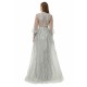 Ballbella Design | Sparkle Gray Beaded Mermaid Long sleeves Prom Dresses with Overskirt