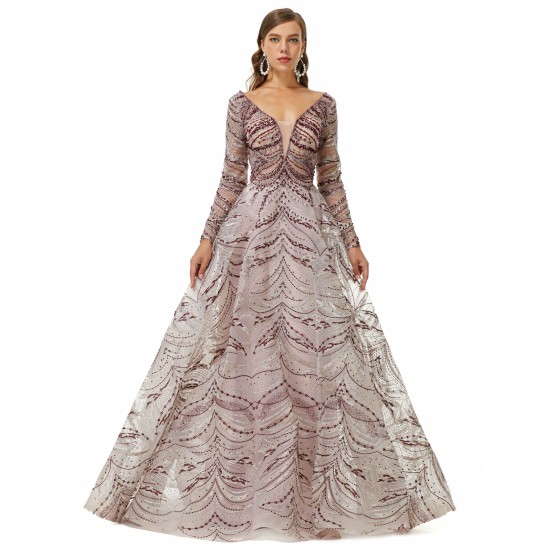 Ballbella Design | Sparkle Beaded Long Sleeves Prom Dresses