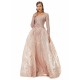 Ballbella Design | Champange Sparkle Beaded Long Sleeves Prom Dresses with Overskirt