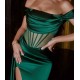 Dark Green Off-the-Shoulder Mermaid Prom Dress Long Slit Online